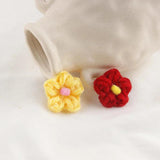 Colorful Flower Brooch & Earrings Set Plush Yarn Accessories