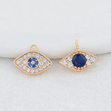 14K Brass Zircon Eye Charms Pendants Necklace Earrings Making