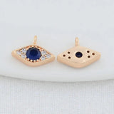 14K Brass Zircon Eye Charms Pendants Necklace Earrings Making