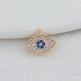 14K Brass Zircon Eye Charms Pendants Necklace Earrings Making