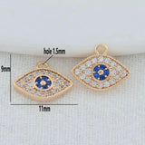 14K Brass Zircon Eye Charms Pendants Necklace Earrings Making