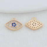 14K Brass Zircon Eye Charms Pendants Necklace Earrings Making