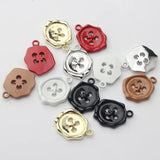 10Pcs Geometric Alloy Button Pendant Jewelry Making DIY Accessories
