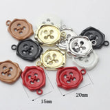 10Pcs Geometric Alloy Button Pendant Jewelry Making DIY Accessories