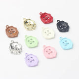 10Pcs Geometric Alloy Button Pendant Jewelry Making DIY Accessories