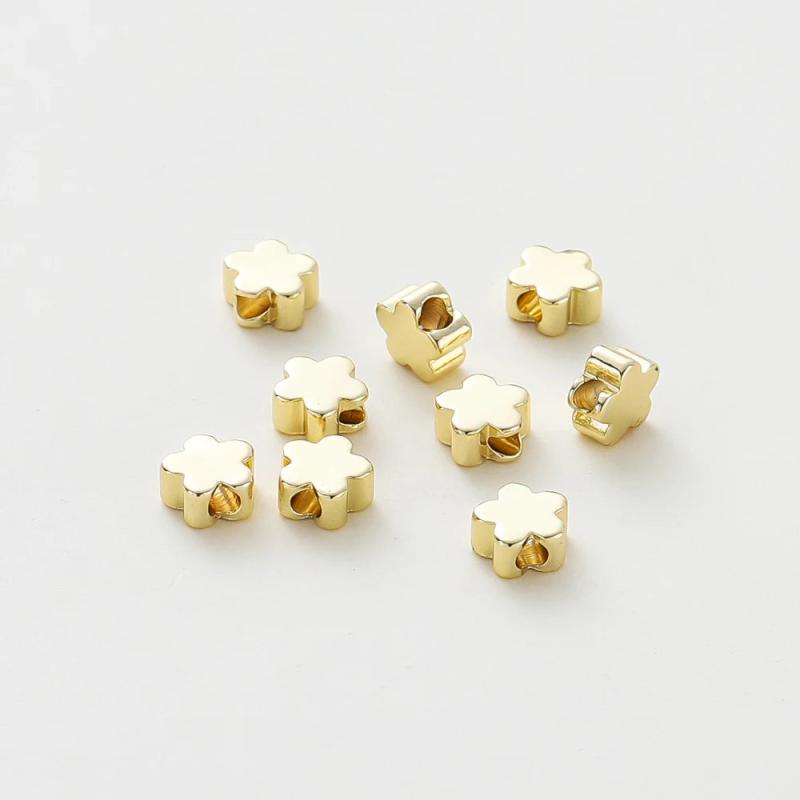 20pcs 14K 18K Plated Flower Spacer Beads DIY Jewelry Making Findings