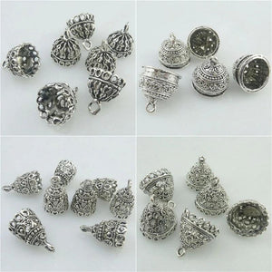Vintage Silver Bell Shape Beads Cap Charms Pendant Accessories