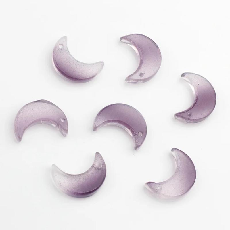 50Pcs Moon Shape Crystal Glass Pendant for Jewelry Making