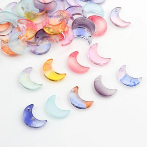 50Pcs Moon Shape Crystal Glass Pendant for Jewelry Making