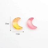 50Pcs Moon Shape Crystal Glass Pendant for Jewelry Making