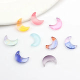 50Pcs Moon Shape Crystal Glass Pendant for Jewelry Making