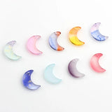 50Pcs Moon Shape Crystal Glass Pendant for Jewelry Making