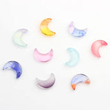 50Pcs Moon Shape Crystal Glass Pendant for Jewelry Making