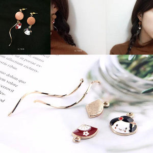 Cartoon Girl Face Wire Pendant Eardrop Charms DIY Finding 6pcs