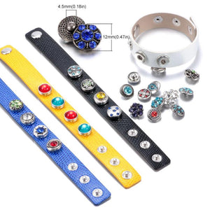 10pcs Mixed Square Rhinestones Snap Buttons for 12mm Snap Bracelet