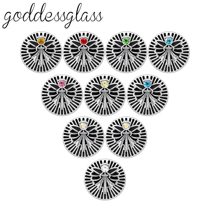 10pcs Rhinestones Cross Wings Pattern Snap Buttons for 12mm Snap Bracelet