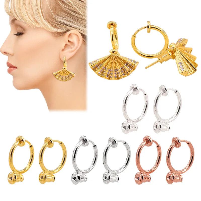 10PCS 13*17mm Metal Copper Ear Clip Earrings Setting
