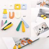 Geometric Wooden Pendant Eardrop Charms Diy Jewelry 6pcs