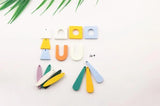 Geometric Wooden Pendant Eardrop Charms Diy Jewelry 6pcs
