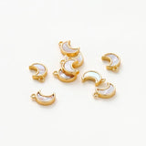 2Pcs Moon Pendants 18K Plated Brass Shell DIY Necklace Jewelry Making