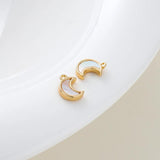 2Pcs Moon Pendants 18K Plated Brass Shell DIY Necklace Jewelry Making