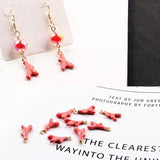 Enamel Alloy Red Coral Eardrop Charms Jewelry Components 6pcs