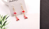 Enamel Alloy Red Coral Eardrop Charms Jewelry Components 6pcs