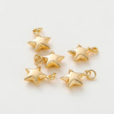 2Pcs/Lot Star Charms Pendants 18K Plated Brass for DIY Necklace