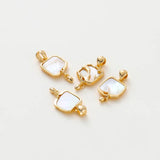 18K Brass Square Shell Charms Pendants for DIY Jewelry