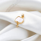 18K Brass Square Shell Charms Pendants for DIY Jewelry