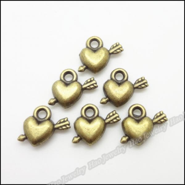 100pcs Vintage Charms Peach heart Pendant Antique bronze DIY Jewelry Making