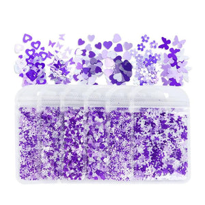 6 pcs Purple Flower Glitter UV Resin Molds DIY Craft