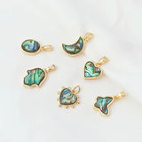 18K Copper Clad Shell Butterfly Moon Peach Heart Pendant DIY Necklace