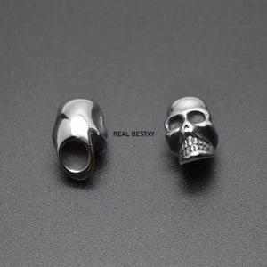 4pcs Stainless Steel 5.8mm Hole Skull Beads Double-Sided Spacer Charms