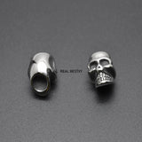 4pcs Stainless Steel 5.8mm Hole Skull Beads Double-Sided Spacer Charms