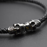 4pcs Stainless Steel 5.8mm Hole Skull Beads Double-Sided Spacer Charms
