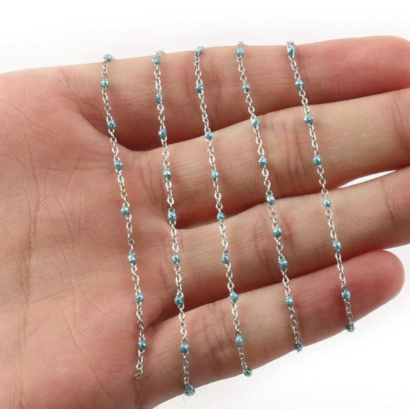 1 Meter Silver Plated Beads Chain Necklace Rosary Chains