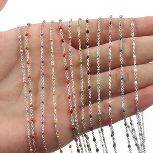 1 Meter Silver Plated Beads Chain Necklace Rosary Chains
