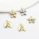 10pcs Flower Leaf Pendant Metal Alloy DIY Earring Bracelet Necklace Fittings