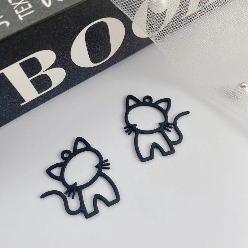 10pcs Cartoon Cat Pendant Charms for DIY Jewelry Making