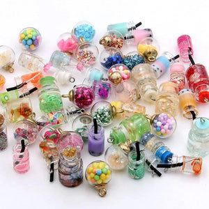 10Pcs Mix Glass Bottles Earring Charms DIY Keychain Pendant for Jewelry Making