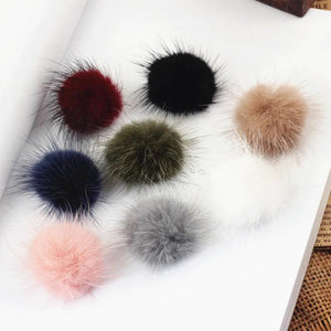 Mink Fur Ball Hair Barrette DIY Headdress Flower Accessories