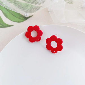 10pcs Flower Stud Earrings Base Acrylic Hollow Earring Settings