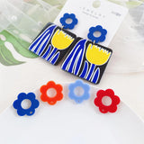 10pcs Flower Stud Earrings Base Acrylic Hollow Earring Settings