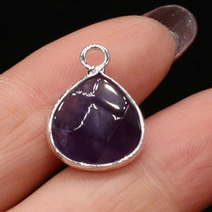 4PC Amethyst Silver Rim Pendant, Jewelry Making DIY Accessories