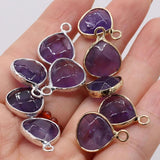 4PC Amethyst Silver Rim Pendant, Jewelry Making DIY Accessories