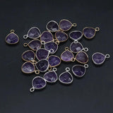 4PC Amethyst Silver Rim Pendant, Jewelry Making DIY Accessories