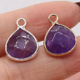 4PC Amethyst Silver Rim Pendant, Jewelry Making DIY Accessories