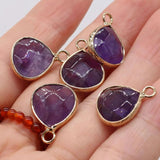 4PC Amethyst Silver Rim Pendant, Jewelry Making DIY Accessories