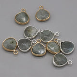 4pcs Labradorite Silver Rim Pendant for DIY Jewelry Making